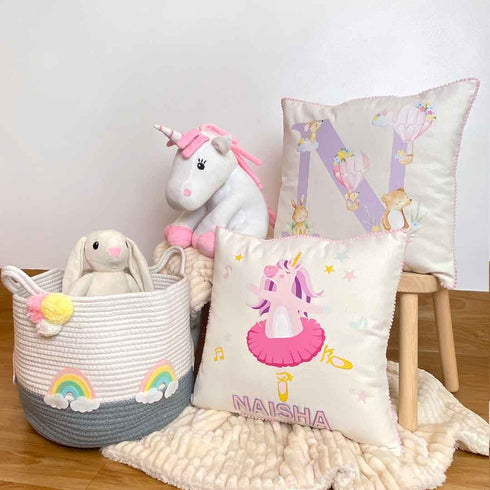 Alphabet Throw Cushion - Hot Air Balloons